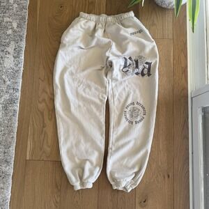 YoungLA Dreamers Joggers Womens Medium Tan Rose Graphic Fleece Sweatpants Y2K